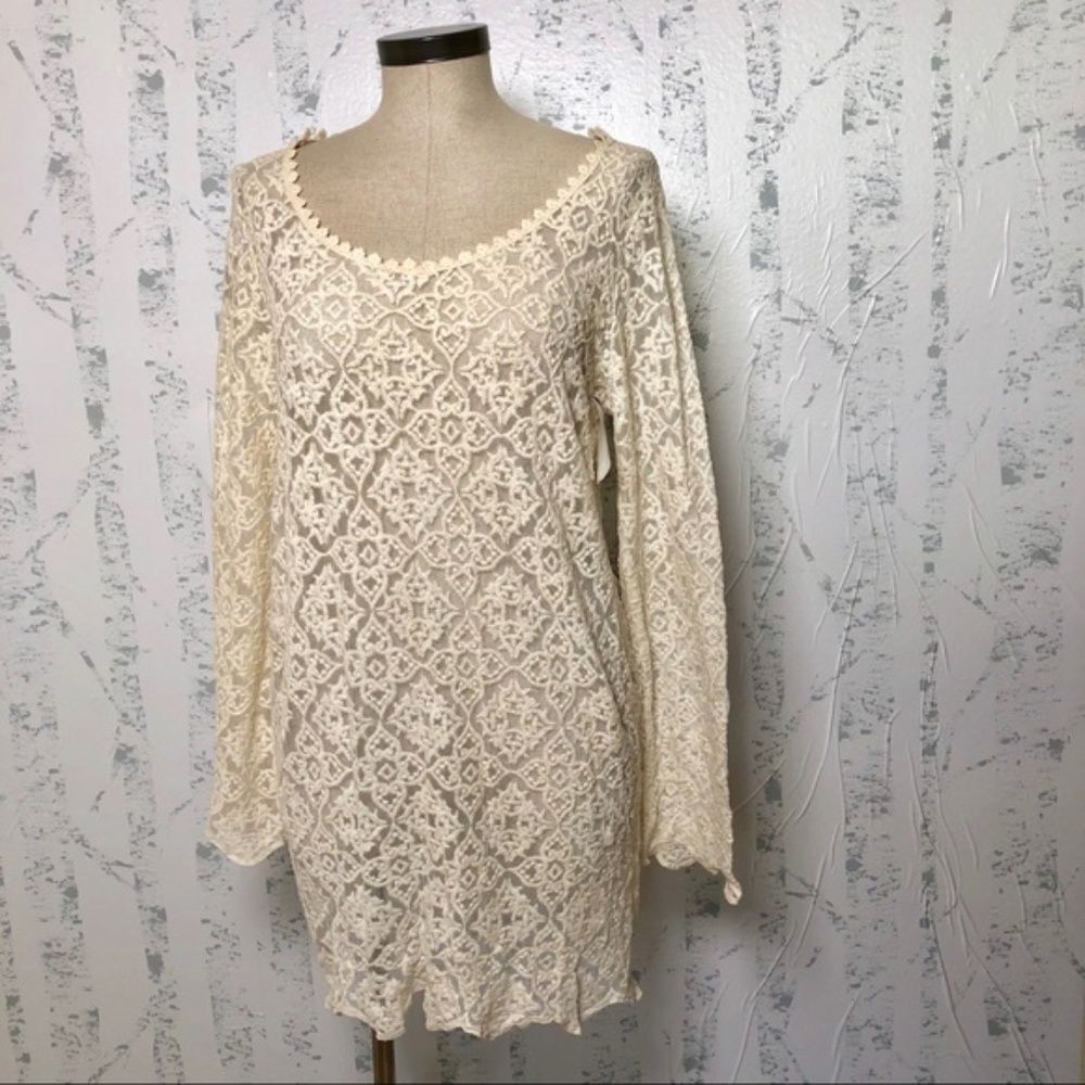 Ella Moss Fez Lace Tunic Swim Cover Up Cream Medium NWOT